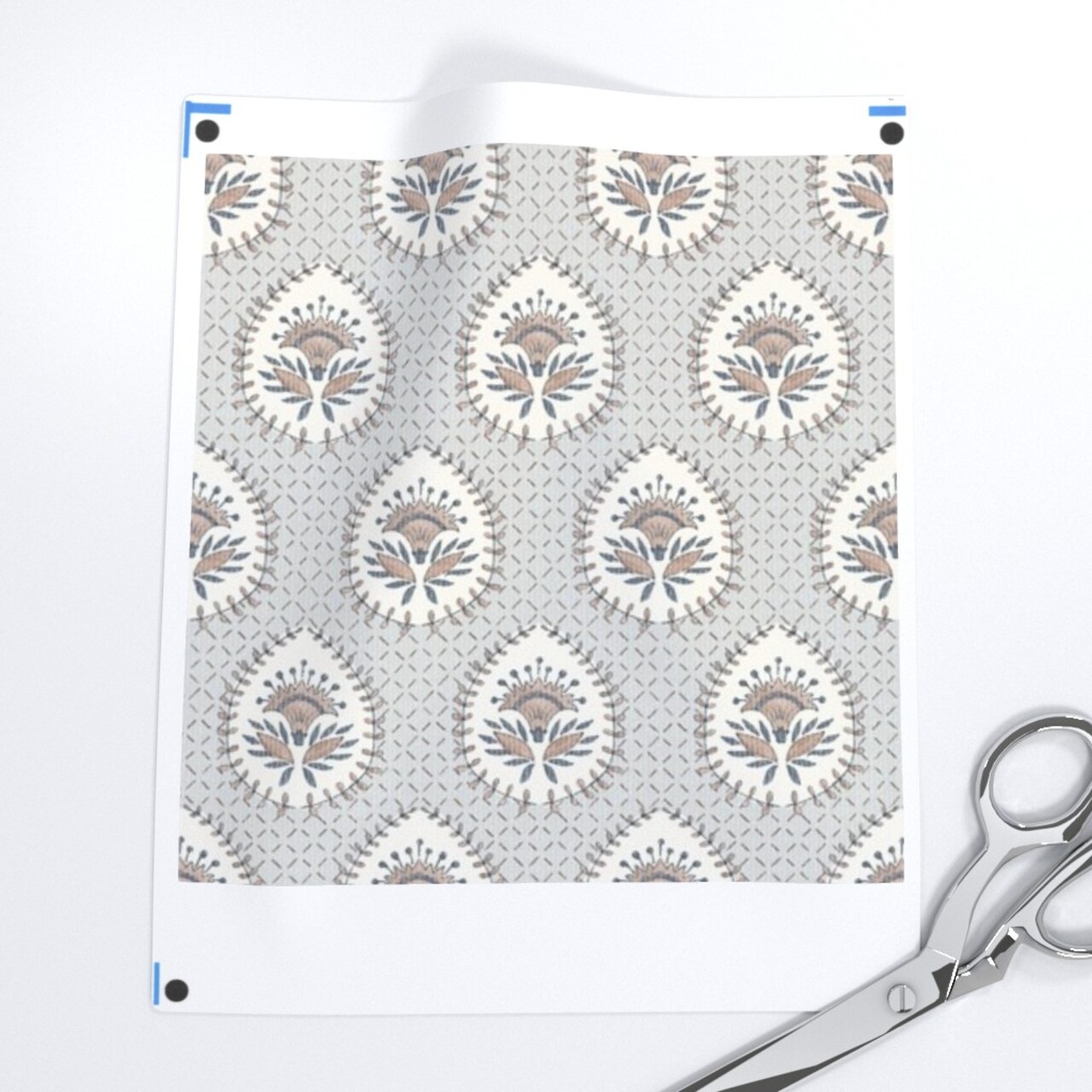 Grey Paisley Leaf Garden Traditional French Block Print Floral Botanical Victorian Granny Chic Medium Scale Custom Printed Fabric by Spoonflower Various Fabrics by the Yard or Fat Quarter